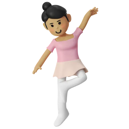 Ballet rond de jambe Girl  3D Illustration