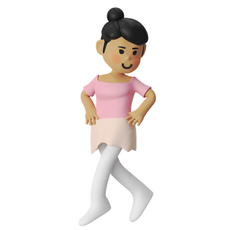 Ballet temps leve saute Girl  3D Illustration