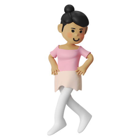 Ballet temps leve saute Girl  3D Illustration