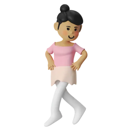 Ballet temps leve saute Girl  3D Illustration