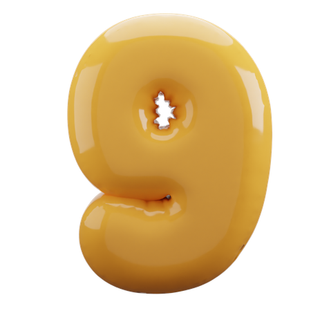 Icône 3D de ballon numéro 9  3D Icon