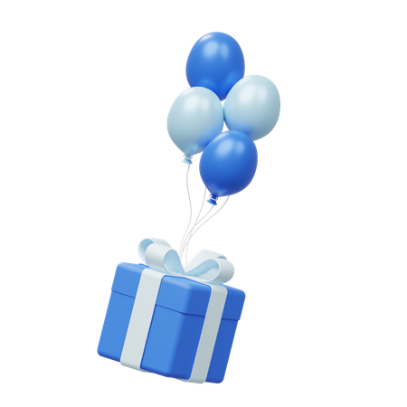 Ballon avec boîte cadeau  3D Icon