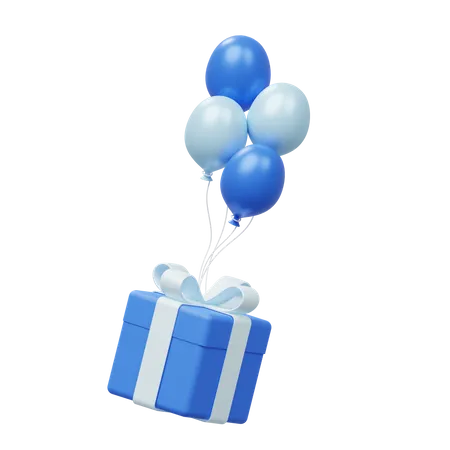 Ballon avec boîte cadeau  3D Icon