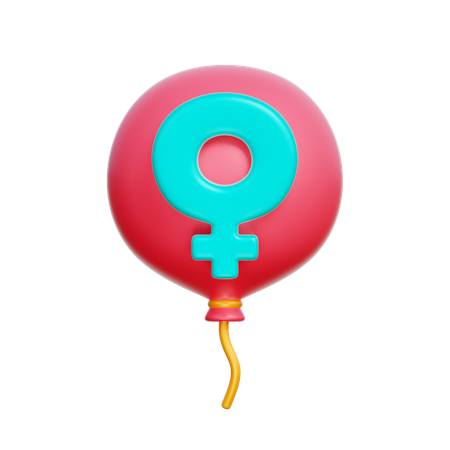 Ballon avec symbole de femme  3D Icon