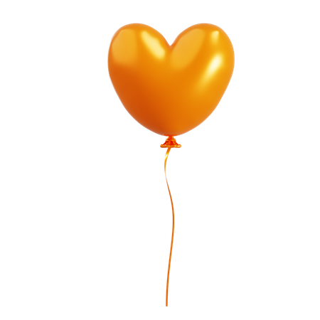 Ballon orange en forme de coeur  3D Icon