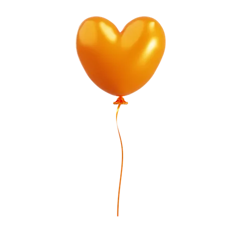 Ballon orange en forme de coeur  3D Icon