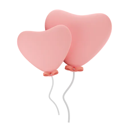 Ballon en forme de coeur  3D Illustration