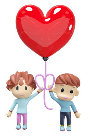 Ballon en forme de coeur  3D Illustration