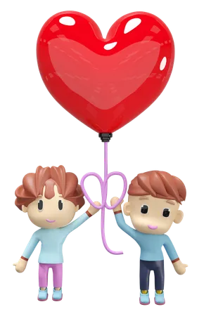 Ballon en forme de coeur  3D Illustration