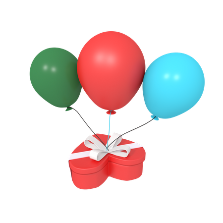 Ballon mit Liebesgeschenk  3D Icon