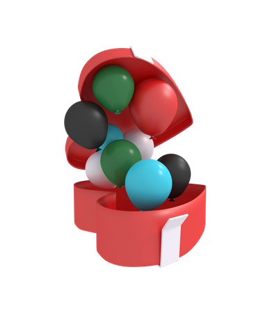 Ballon mit Überraschungsgeschenk  3D Icon