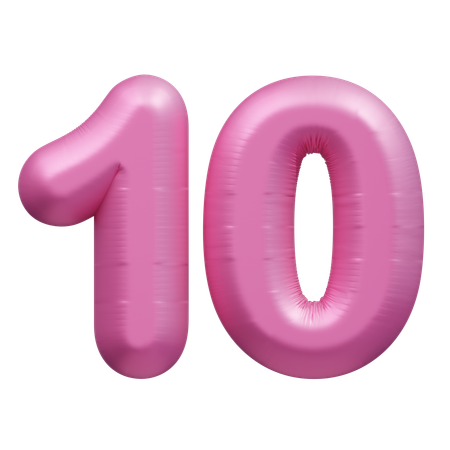 Ballon rose numéro 10  3D Icon