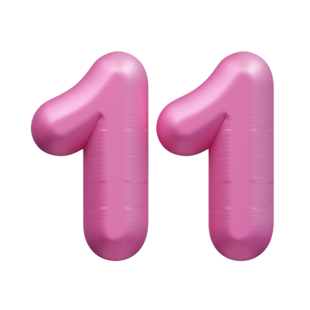 Ballon rose numéro 11  3D Icon