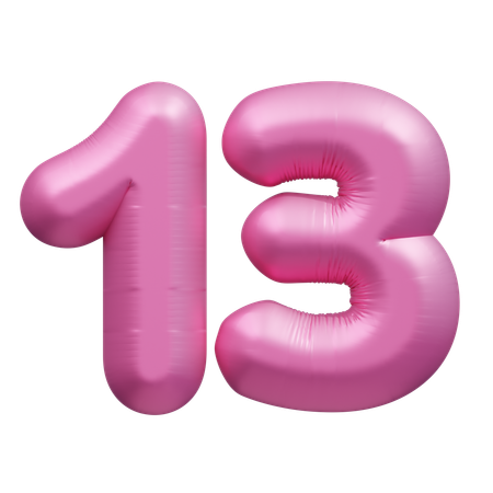 Ballon rose numéro 13  3D Icon