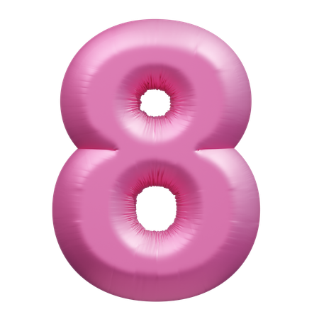 Ballon rose numéro 8  3D Icon