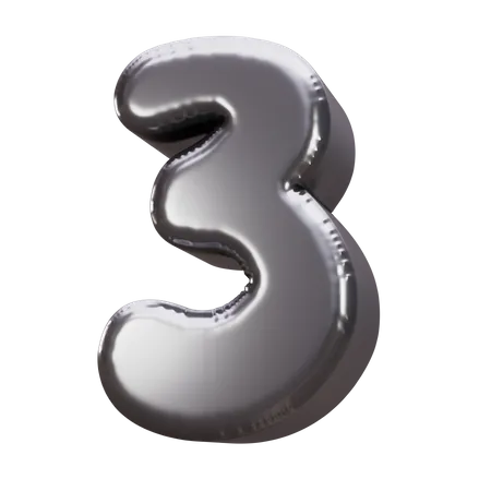 Ballon Nummer 3  3D Icon