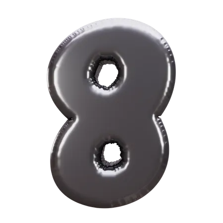 Ballon Nummer 8  3D Icon