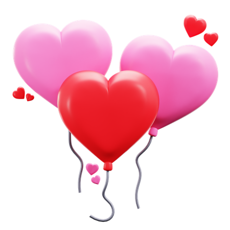 Ballons coeur  3D Icon