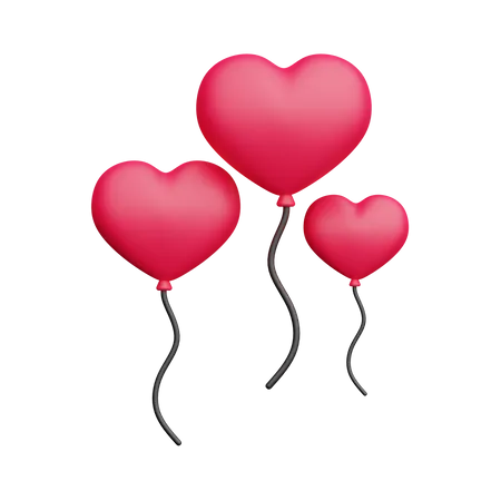 Ballons coeur  3D Icon