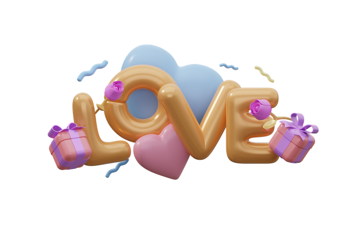 Ballons d'amour  3D Illustration