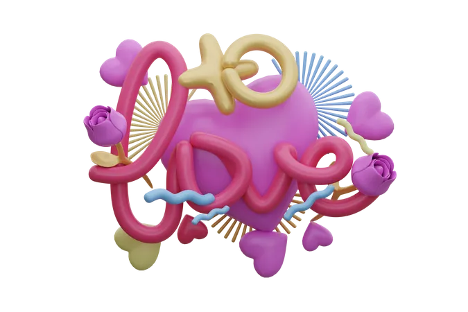 Ballons d'amour  3D Illustration