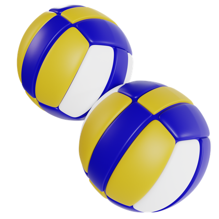 Ballons de volleyball bleus et jaunes  3D Icon