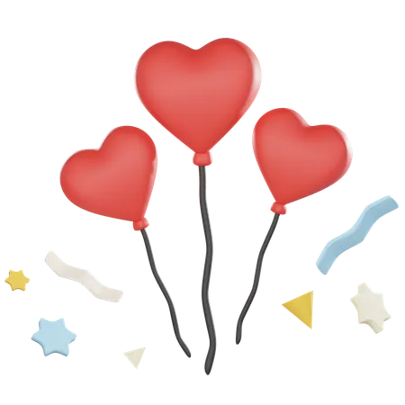 Ballons en forme de coeur  3D Icon