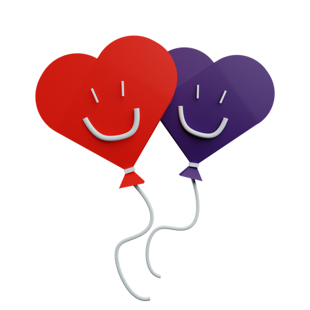 Ballons en forme de coeur  3D Sticker