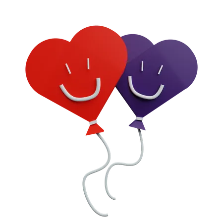 Ballons en forme de coeur  3D Sticker