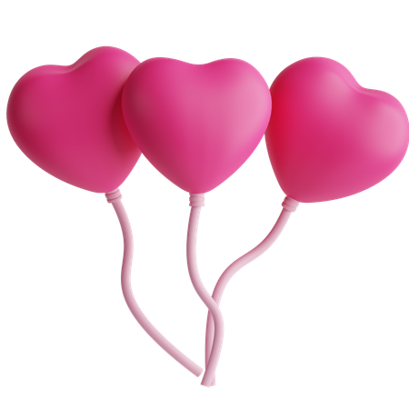 Ballons en forme de coeur  3D Icon