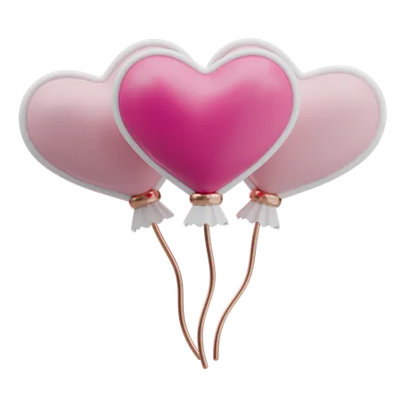 Ballons en forme de coeur  3D Icon