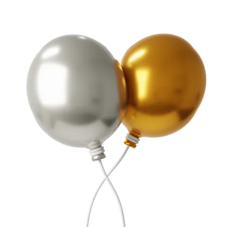 Balloon Gold and Silver  3D Icon