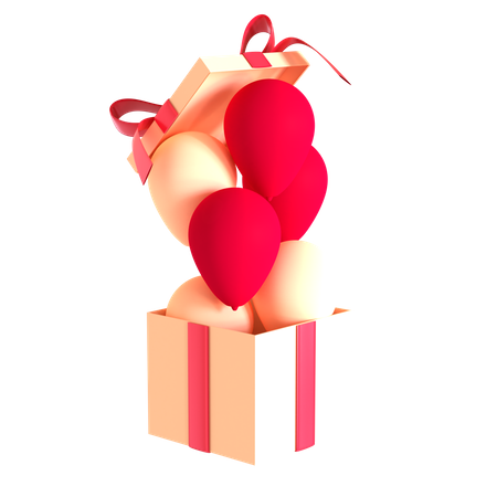 Balloon Inside Gift 3D Illustration