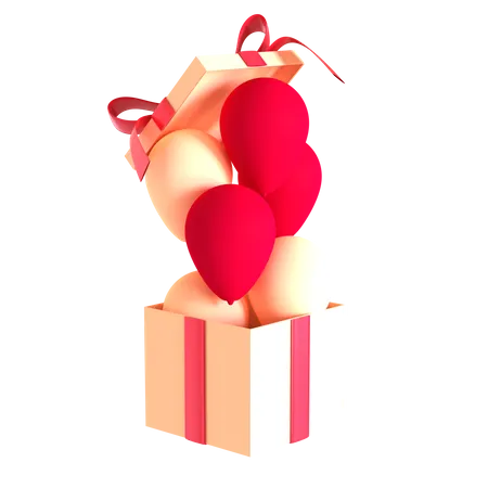 Balloon Inside Gift  3D Illustration