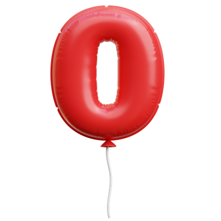 Balloon Number 0  3D Icon
