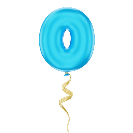 Balloon Number 0  3D Icon