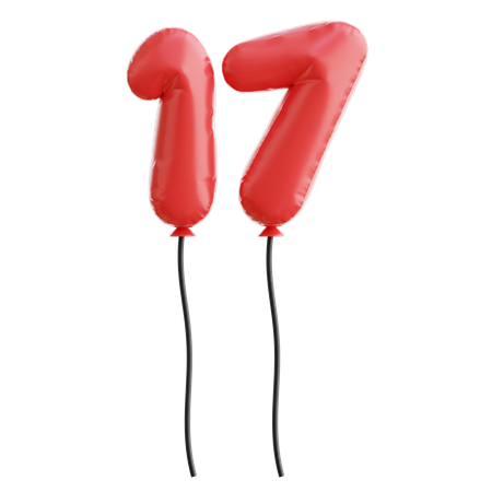 Balloon Number 17  3D Icon