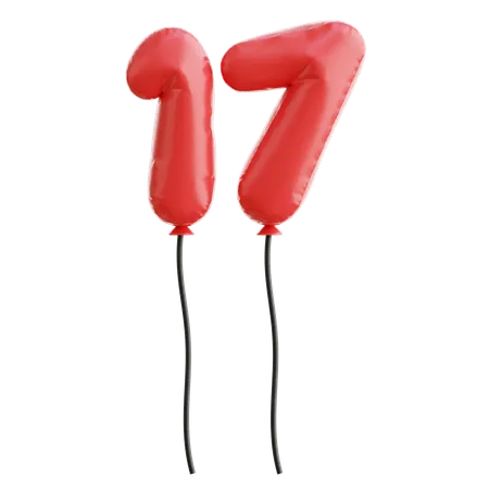 Balloon Number 17  3D Icon