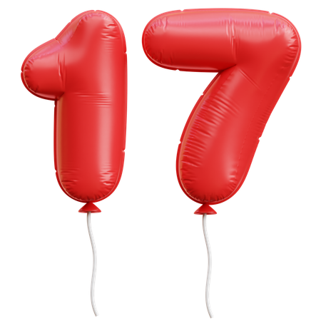 Balloon Number 17  3D Icon