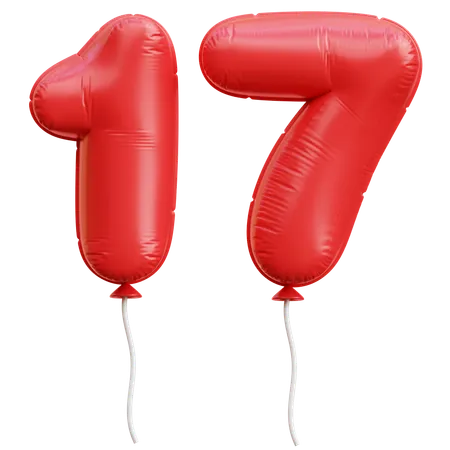 Balloon Number 17  3D Icon