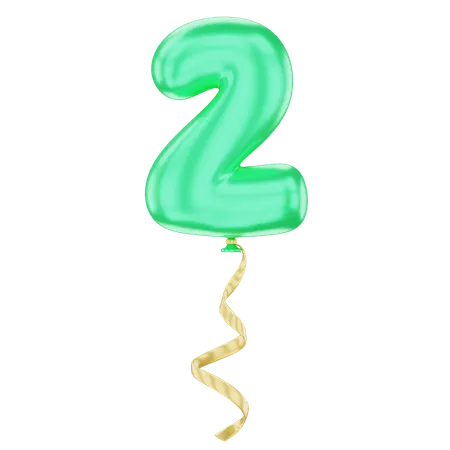 Balloon Number 2  3D Icon