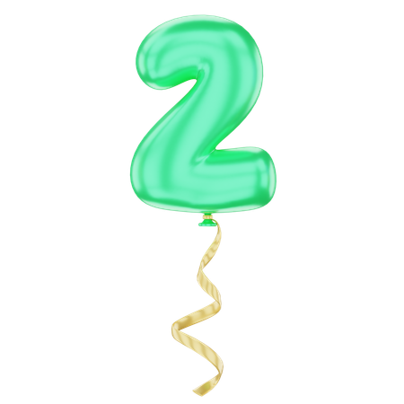 Balloon Number 2  3D Icon