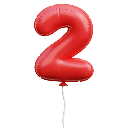 Balloon Number 2  3D Icon