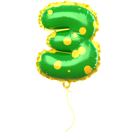 Balloon Number 3  3D Icon