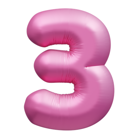 Balloon Number 3  3D Icon