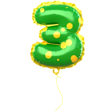 Balloon Number 3  3D Icon