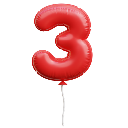 Balloon Number 3  3D Icon