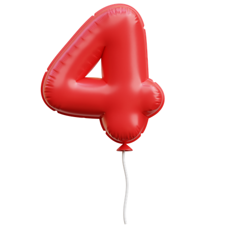 Balloon Number 4  3D Icon