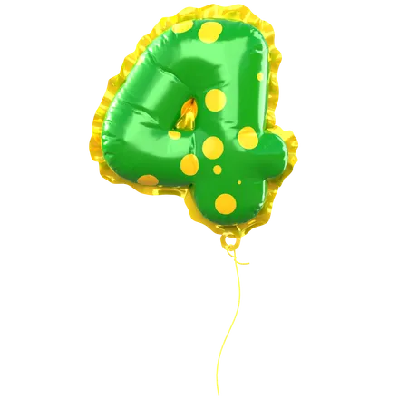 Balloon Number 4  3D Icon