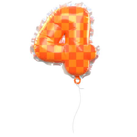 Balloon Number 4  3D Icon